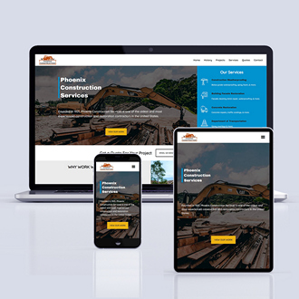 Construction company website mockup